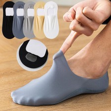 Mens No Show Invisible Nonslip Loafer Solid Boat Ice Silk Low Cut Socks Summer