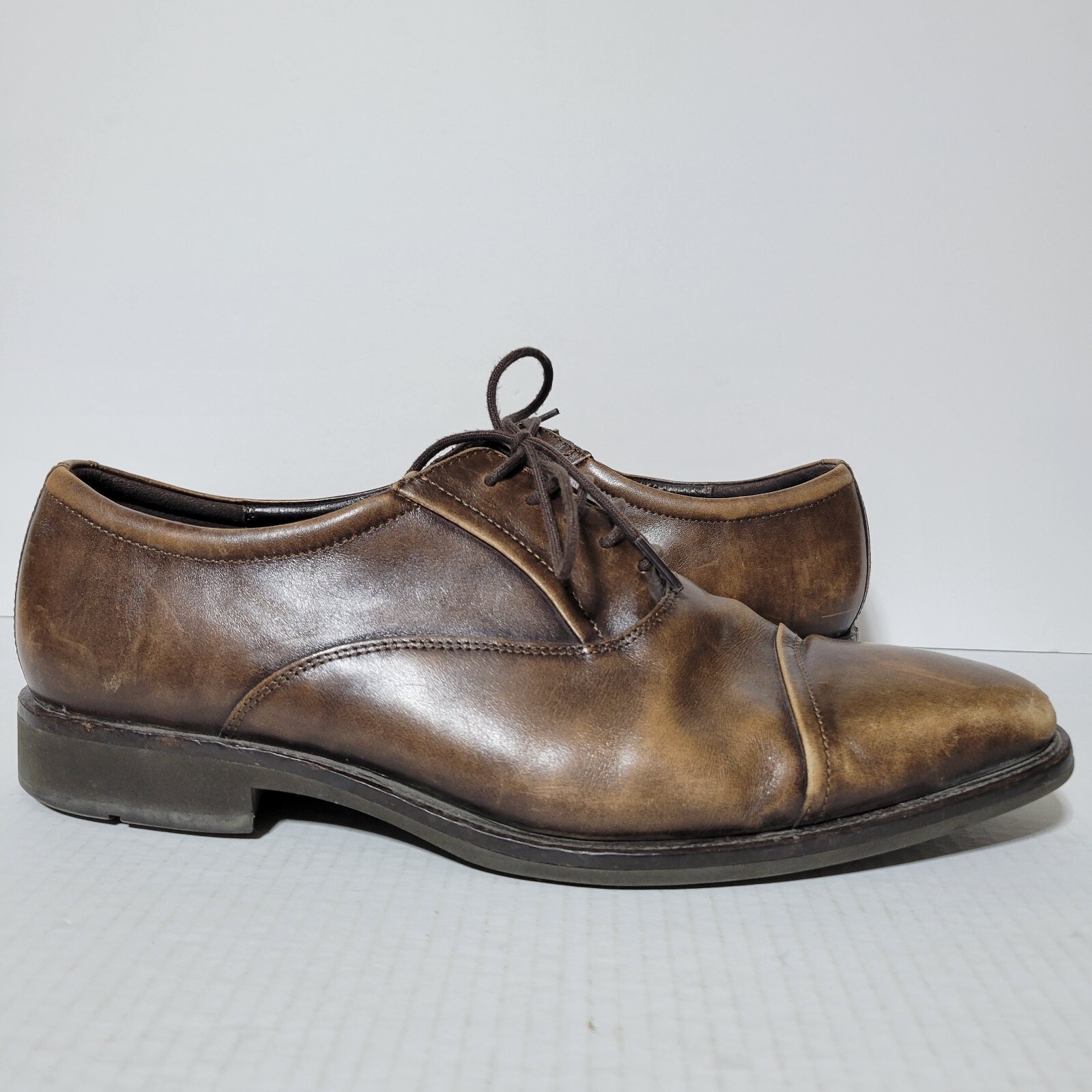 SAOLA Scarpe eleganti Ecco Calcan uomo EUR 46 US 12 pelle marrone punta a cappuccio stringate Oxford