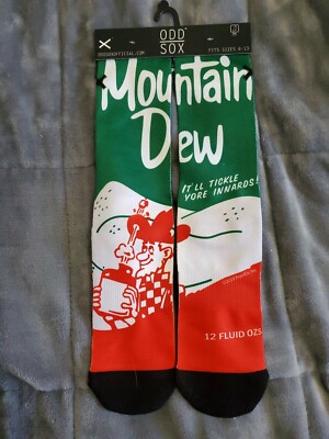 Mountain Dew NEW Retro/Vintage Logo Crew Socks Sz 6-13 ODD SOX 