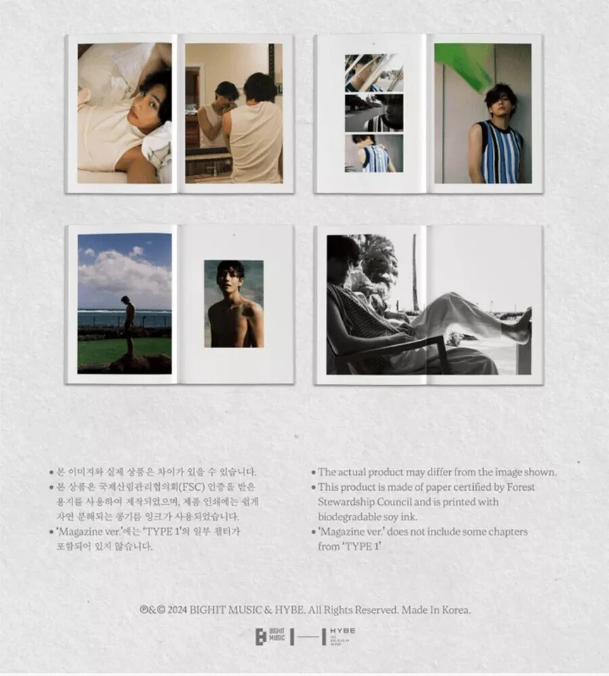 BTS V [TYPE 1] MAGAZINE/PHOTO BOOK Ver/Foto Buch+Mark+3 Sticker+2 Karte+GIFT - Bild 4 von 4