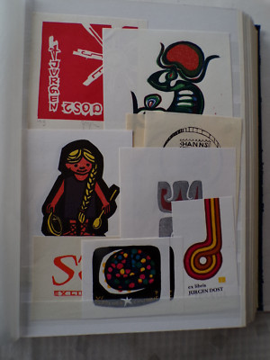 Exlibris . Konvolut von 10 Holzschnitten von Jürgen Dost, signiert