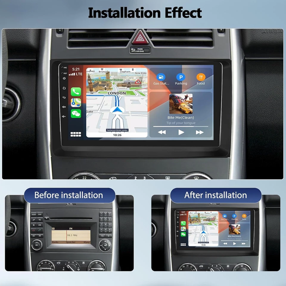 6GB+128GB Android 14 Autoradio CarPlay Für Mercedes-Benz Vito W169 W245 W639 GPS - Bild 2 von 4