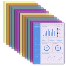 12 Pack Clear Document Folder Plastic Paper Sleeve A4 Letter Size 6 Colors