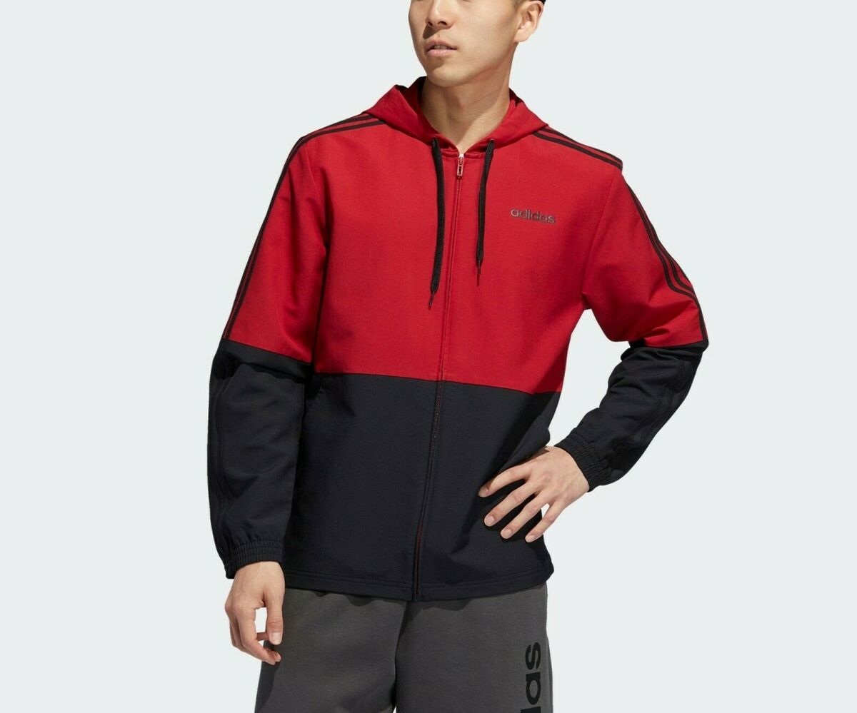 Adidas Active Maroon Red/Black Essentials 3-Stripes Jacket |