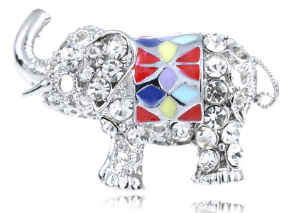 India Sumatran Borneo Elephant Enamel Colorful Crystal Rhinestone Painted Ring
