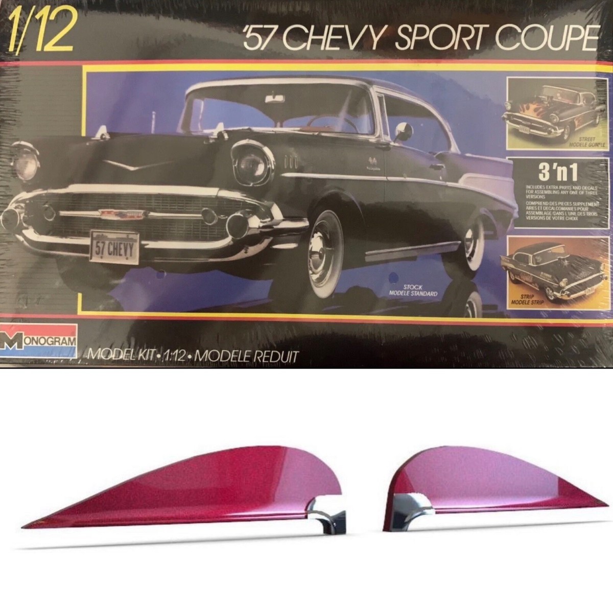 1:12 57 Chevy Rear Skirts with scuff guards. 3D Printed (unpainted