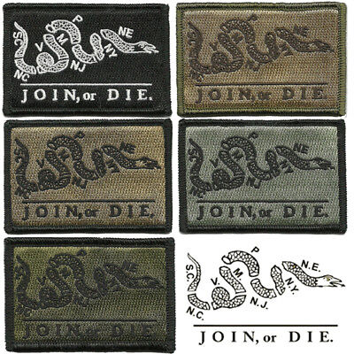BuckUp Tactical Morale Patch Hook Join or Die Gadsden Snake DTOM Patches 3x2"