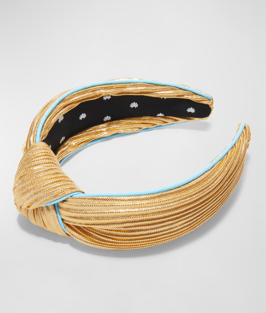 NEW W TAGS Lele Sadoughi Metallic Pleated & Knotted Headband  display picture 3