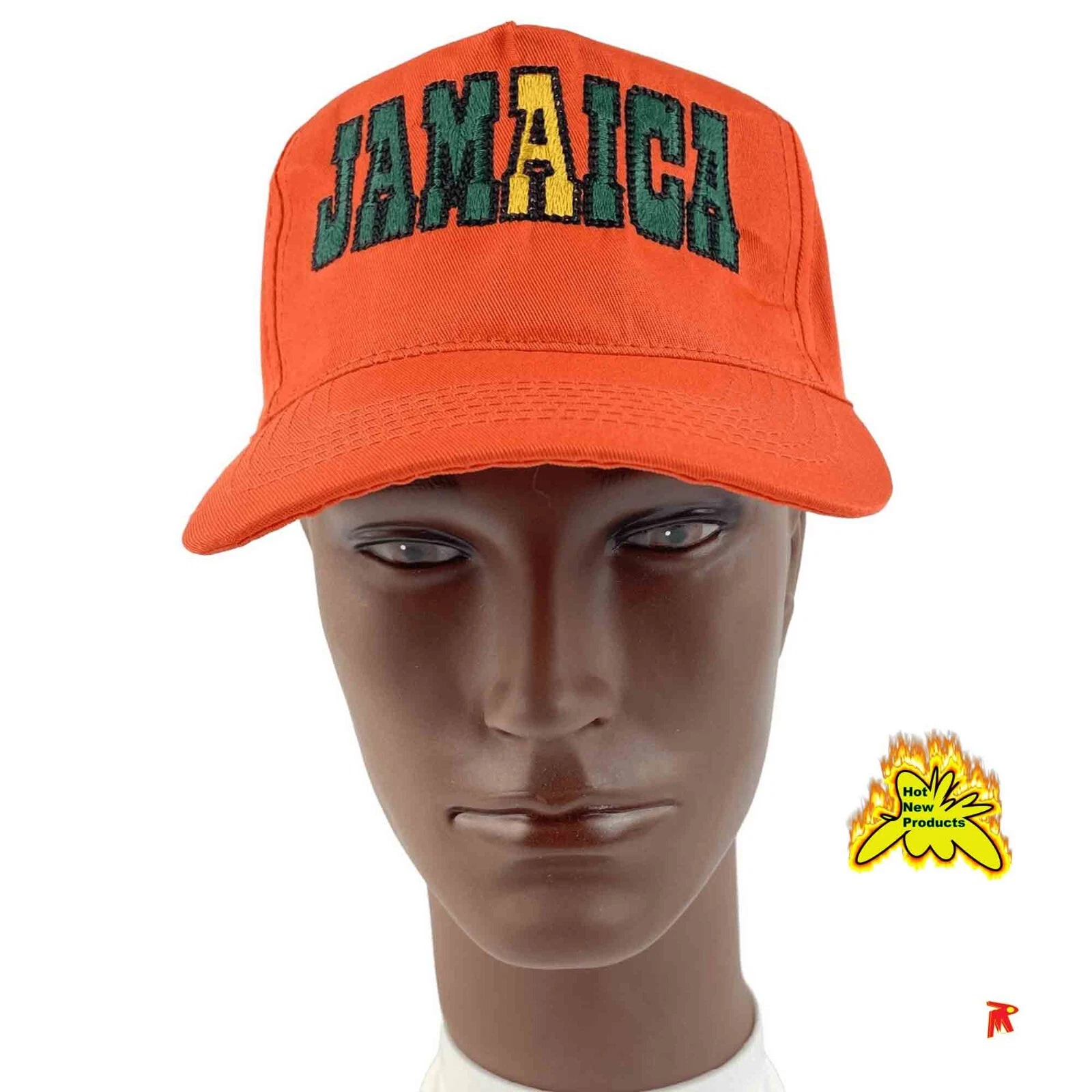 Jamaica Text Design orange baseball Cap adjustable for Summer wear