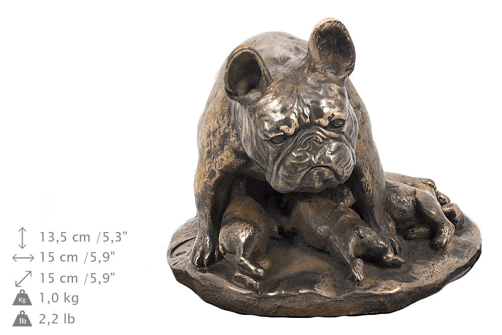 Französische Bulldogge 2, exclusive Urne, Kalte Bronze, ArtDog, AT