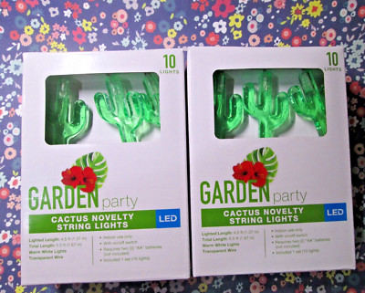 Lot Of 2 Garden Party LED Light Set 10 Lights/Box  (Cactus Novelty String Light)