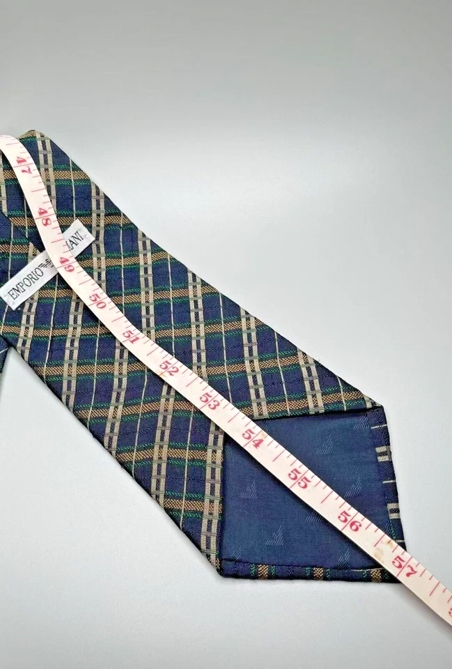 Auténtica corbata de seda azul marino Emporio Armani para hombre Foto 4 de 4