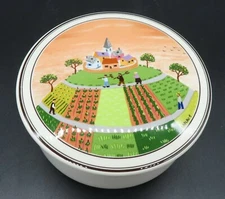 Villeroy & Boch Design Naif Round Covered Porcelain Trinket Box Dish 5" diameter