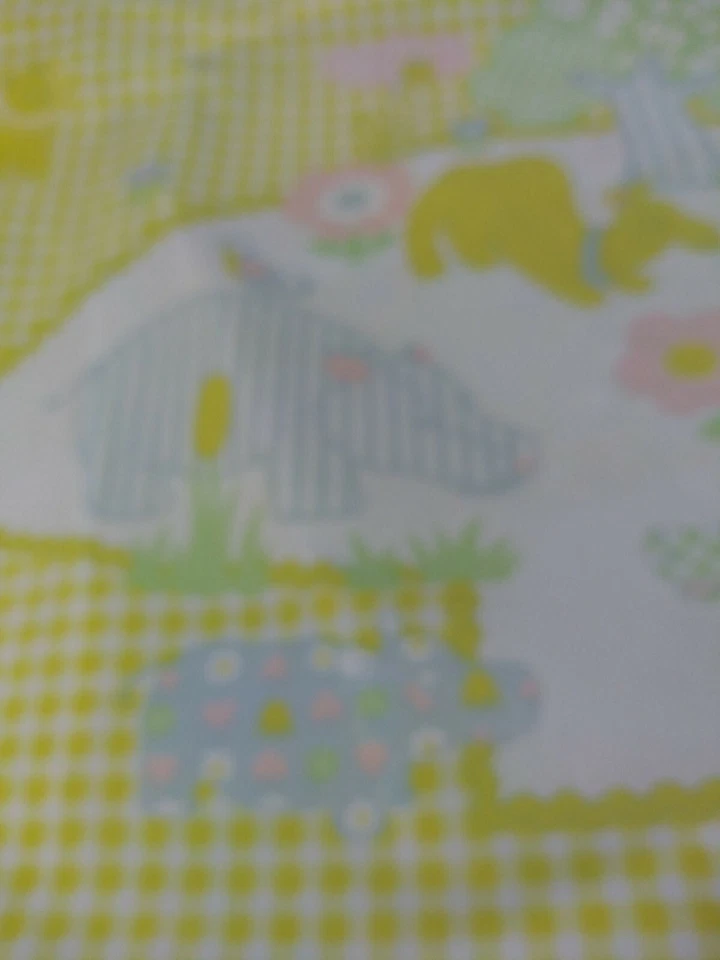 Sábana Cuna Bebé Ajustada Vintage Flores León Hipopótamo Rinoceronte Amarillo Blanco Guinga Foto 2 de 4