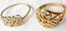2 Vintage filigree gilded silver sterling rings.