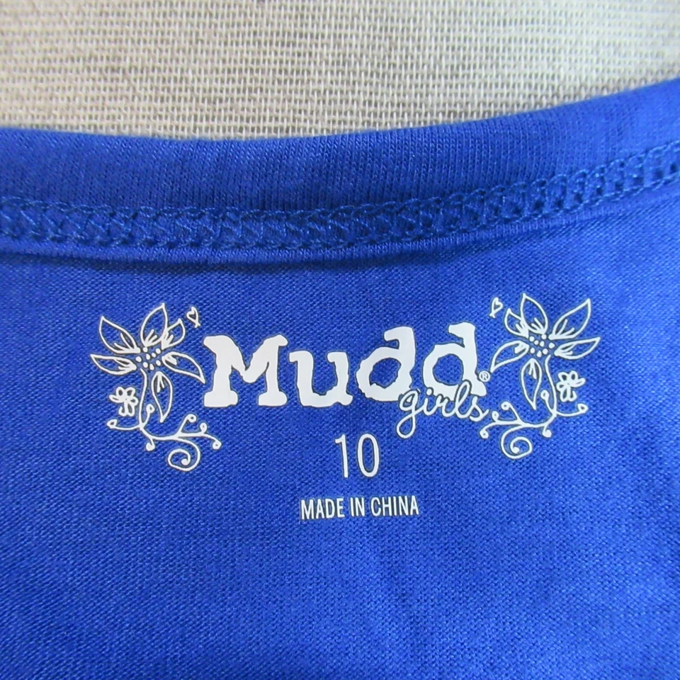 Camiseta Mudd Top Niñas 10 Azul Violeta Manga Larga Geométrica Cuello Redondo Nudo Frontal Foto 2 de 4