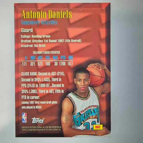 1997-98 Topps New School #NS2 Antonio Daniels Rookie Memphis Grizzlies - Picture 2 of 2