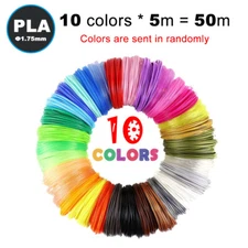 50M 5M/10 Color 3D Printer Pen Filament Refills PLA Rubber Printing Filaments