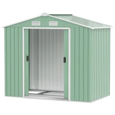 4x7 ft Metal Outdoor Storage Shed Garden Tool House Sliding Door for Patio Lawn