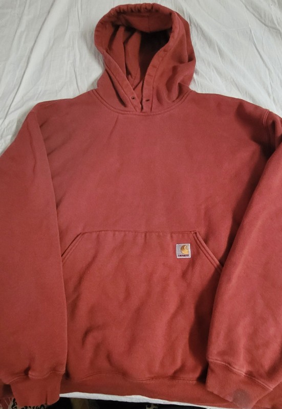 Vintage carhartt pullover hoodie 1998 Brick color distressed 4XLsunfadedsurvivor