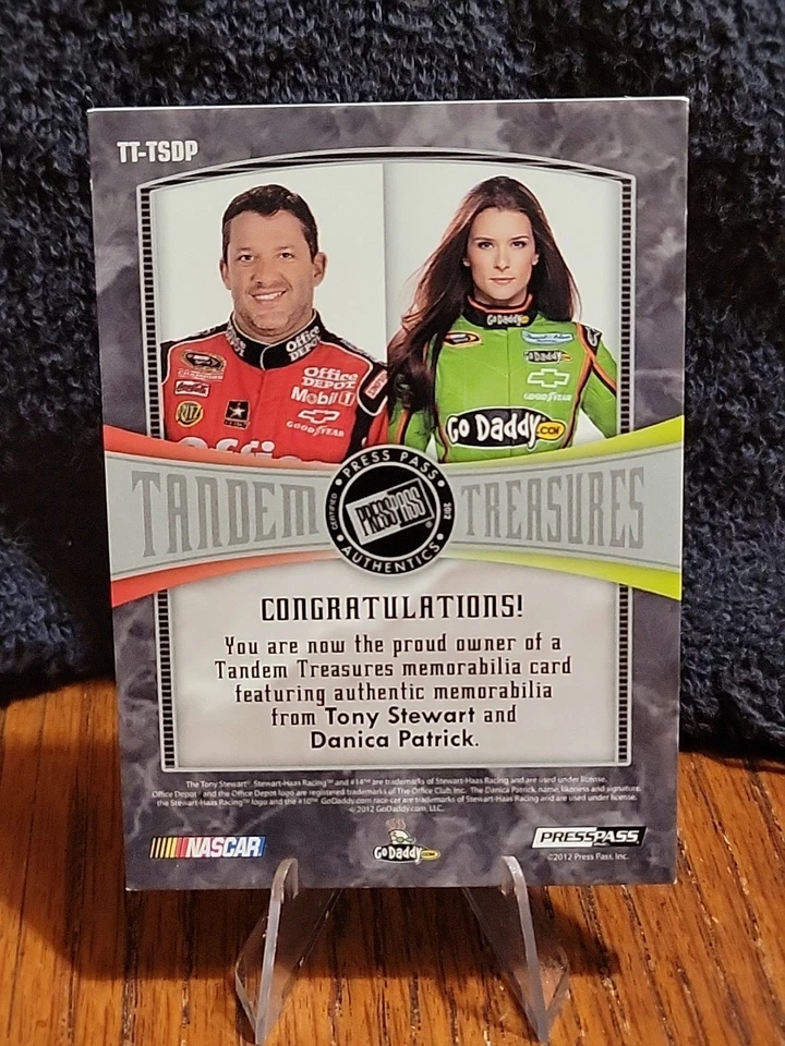 2012 Press Pass Authentics Tandem Treasures Stewart Firesuit Danica Tire 44/99 - Image 3 of 4