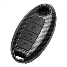 Key Fob Case Black Cover Black Silicone & Black Carbon Fiber Pattern ABS