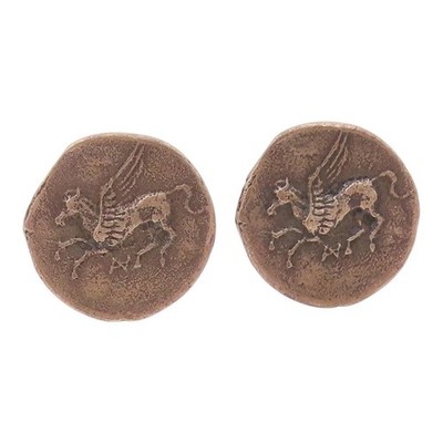 925 Sterling Silver  Vintage Rustic Flying Horse Round Cufflinks  TR2764