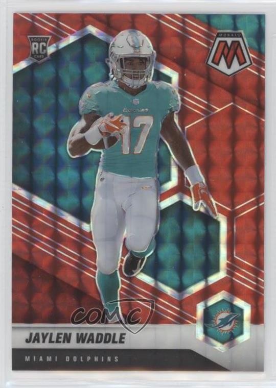 2021 Panini Mosaic Rookies Red Mosaic Prizm Jaylen Waddle #308 12fr