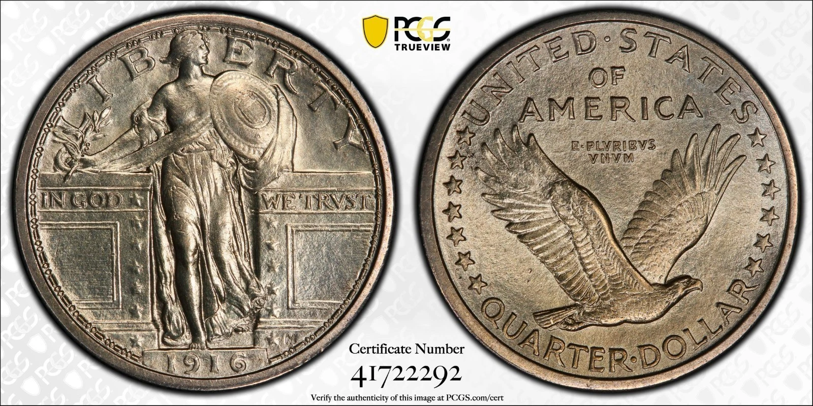 1916 Standing Liberty Quarter PCGS UNCIRCULATED Cleaned