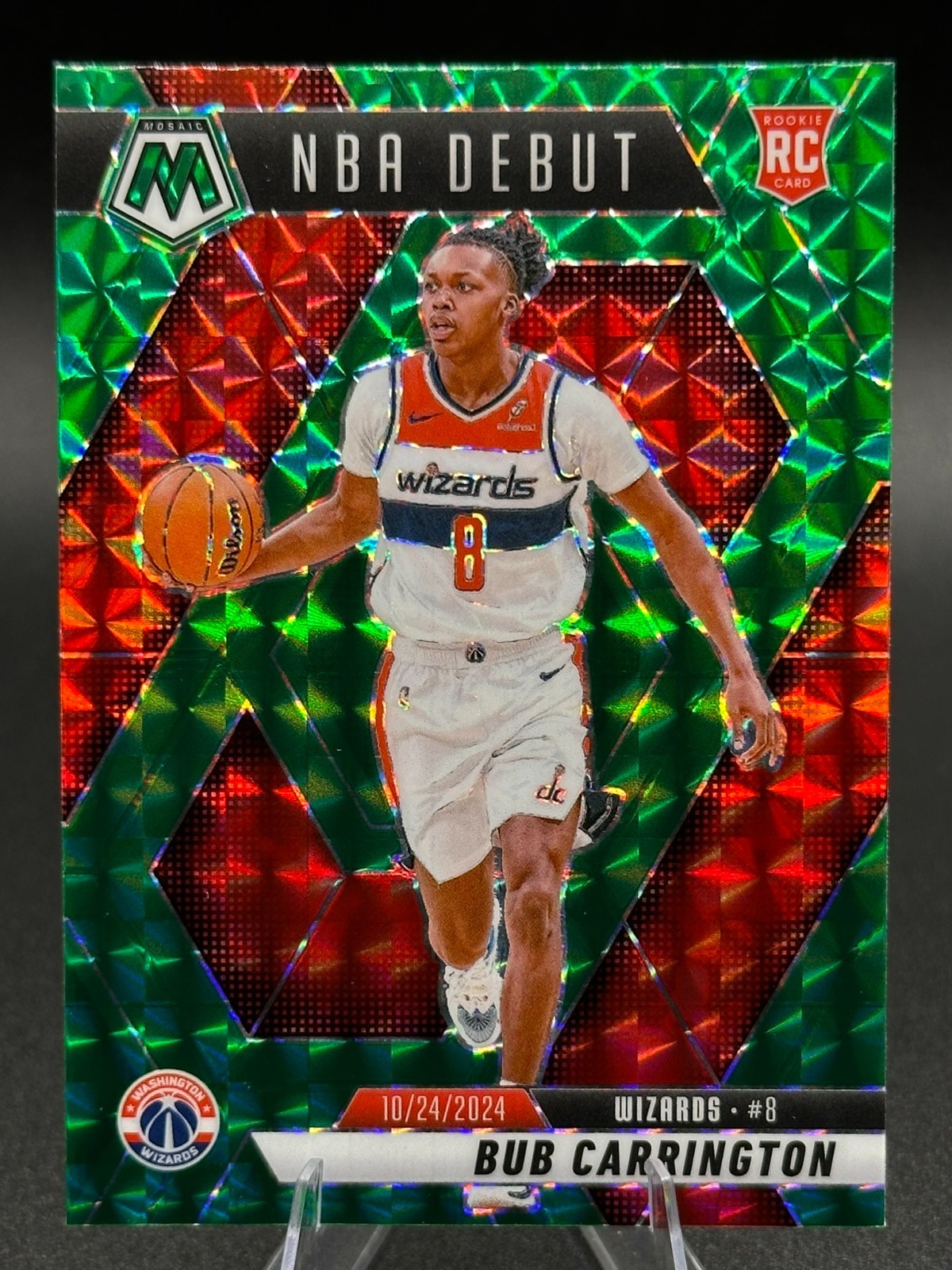 2024-25 Panini Mosaic - NBA Debut Bub Carrington #259 Green Mosaic Prizm (RC)