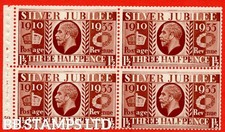 SG. 455a. NcomB7. 1½d Red Brown. An UNMOUNTED MINT complete pane of 4. C B59883