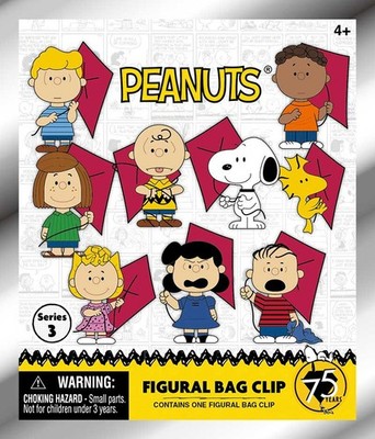 Peanuts 3D Figural Foam Bag Clip Snoopy Series 3  Pack [1 RANDOM Figure]
