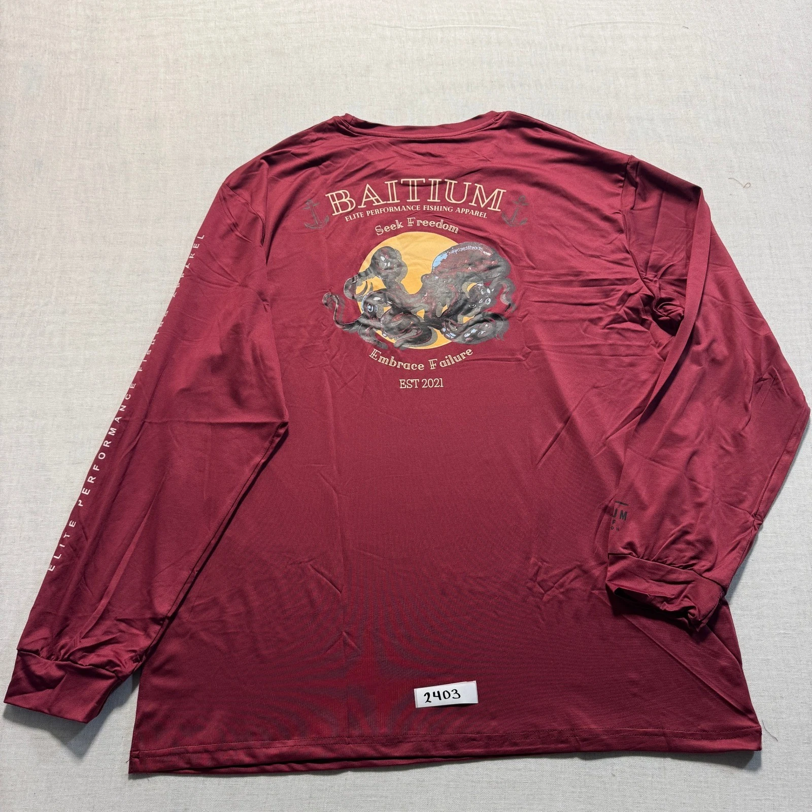 Baitium Performance Fishing Shirt Mens Sz 2XL Maroon