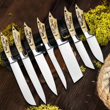 Custom Handmade 7 Piece Handmade J2 Steel Knives Chef Set, Kitchen knife