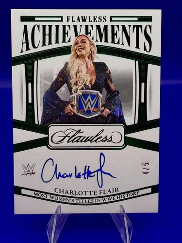 2024 WWE Flawless Charlotte Flair Flawless Achievements Auto Green Emerald /5