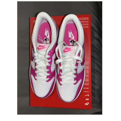 Nike Dunk Low Pink White Leather Upper Low Top Men's Athletic Sneakers