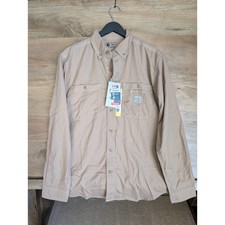 Carhartt Shirt Mens M Tan Flame Resistant Loose Fit Lightweight Button Down NWT