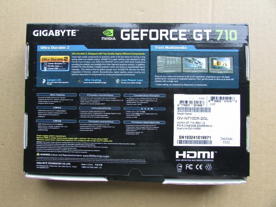 GIGABYTE NVIDIA GEFORCE GT710 2GB PCI GRAPHICS CARD BOXED LOW PROFILE - Image 4 of 4