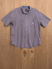 chaps button up shirt mens size XL short sleeve collard plaid multicolor