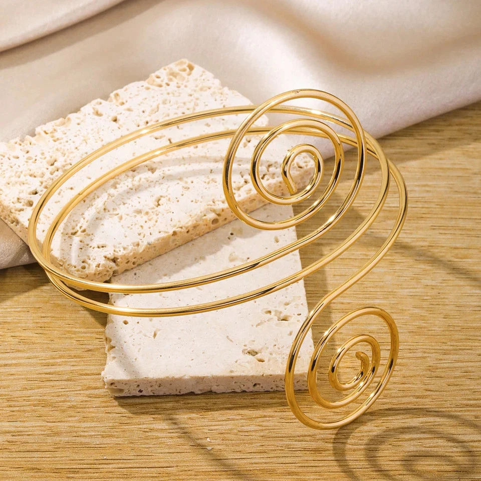 Brazalete Brazalete Brazo Boho Mujer Hoja Ajustable Vintage Tono Dorado 1 Pc Foto 2 de 4