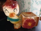 Vintage 1950’s Shawnee Ceramic Painted Duck With Flower Hat Planter  MCM