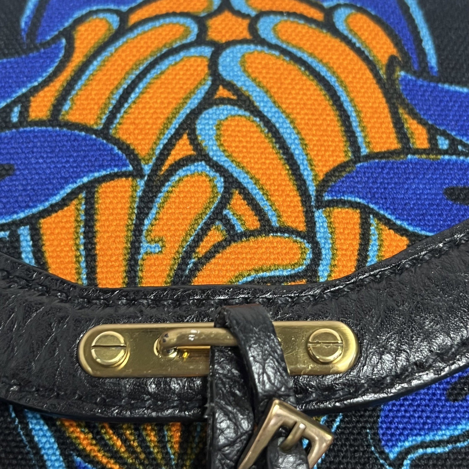 PRADA Printed Canvas Handbag Pattern Calfskin P20… - image 17