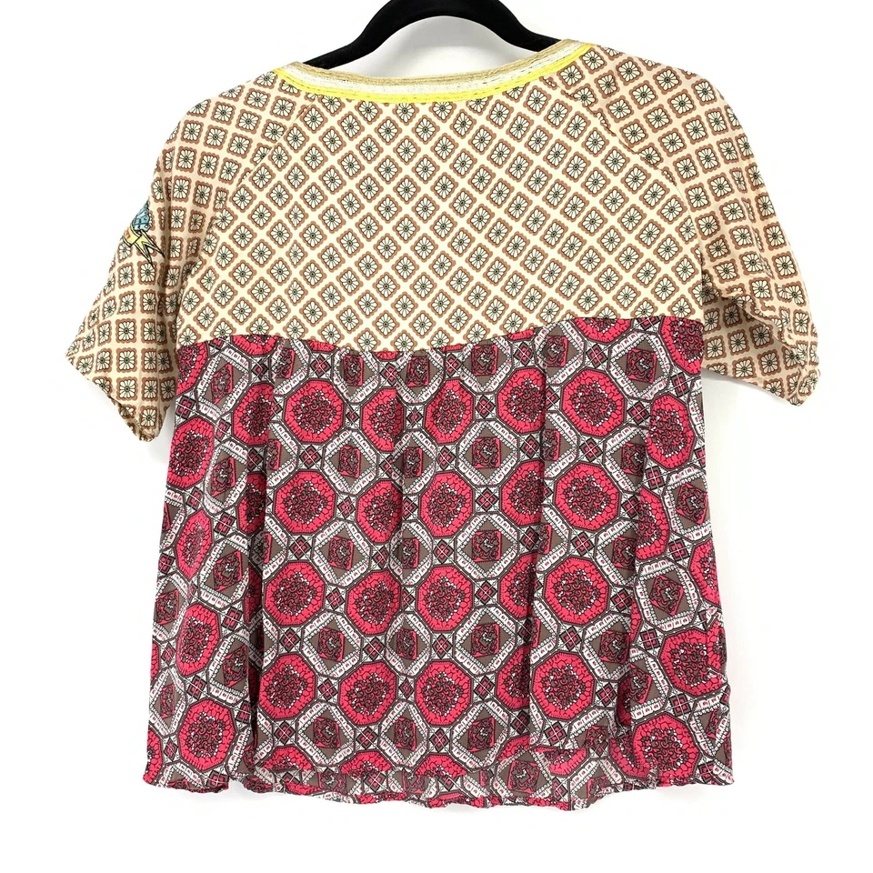 Blusa boho multicolor Odd Molly Top para mujer talla 0 seda cachemira mixta Foto 2 de 4