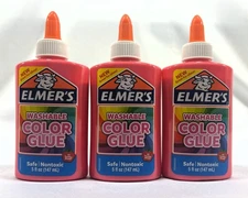 Elmers Washable Color Glue 5 Ounces, Great for Making Slime - Lot of 3