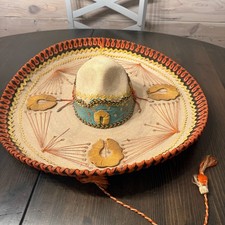 La Guadalupana Vintage Mexican Sombrero 22" Across