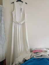 MANGO BELT LONG JUMPSUIT WIDE LEGS WHITE BNWT