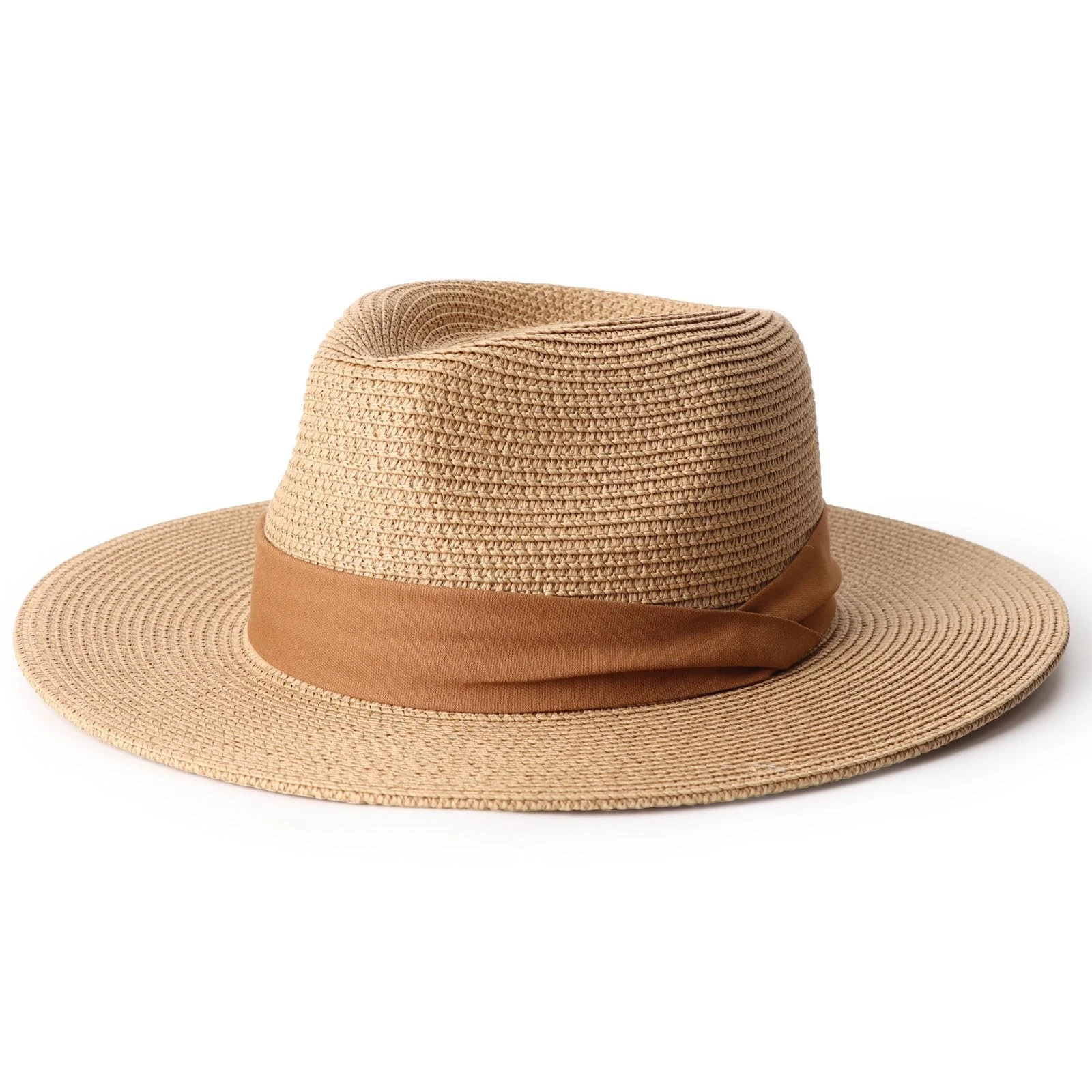 Summer Straw Fedora Hat for Women Men Travel Panama Hat with Wide Brim Roll U...