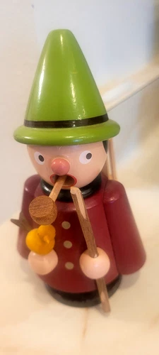 Vtg Incense Burner Smoker Sales Man Birds in Cage Erzgebirge GDR Germany 6.5"