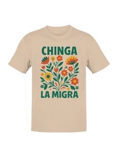 Bold Floral Chinga La Migra Design Men's T-shirt