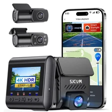 SJCAM 4K Dash Camera Night Vision Cam Front, Rear & Inside 3 Channel Dashcam